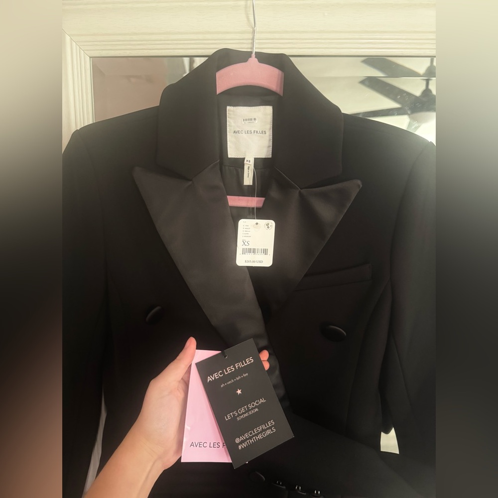 NWT Avec Les Filles Tuxedo Double-Breasted Coat - Picture 5 of 6